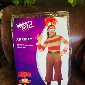 Inside Out 2 Anxiety Costume for Kids - Red and Brown.